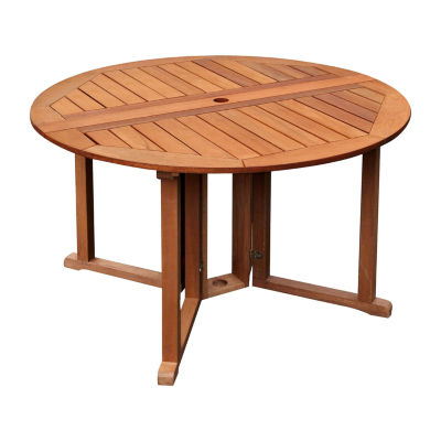 Miramar 47" Solid Wood Folding Drop Leaf Outdoor Patio Dining Table