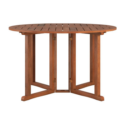 Miramar 47" Solid Wood Folding Drop Leaf Outdoor Patio Dining Table