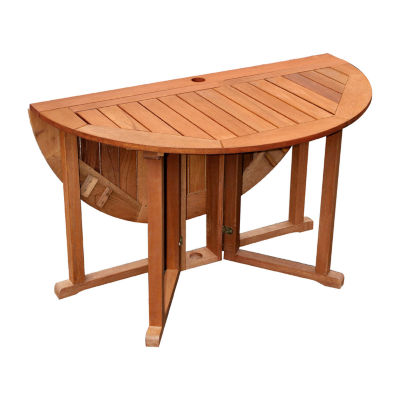 Miramar 47" Solid Wood Folding Drop Leaf Outdoor Patio Dining Table