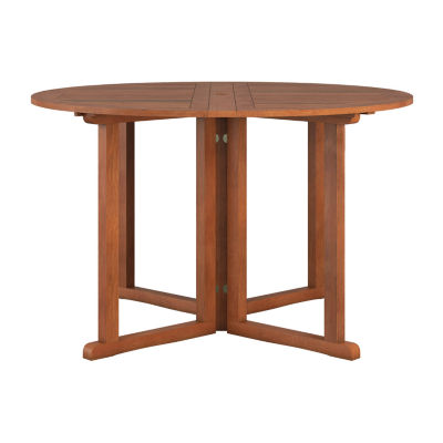 Miramar 47" Solid Wood Folding Drop Leaf Outdoor Patio Dining Table