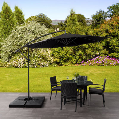 9.5-Foot UV Resistant Offset Patio Umbrella with Base Weights