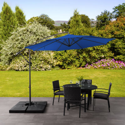 9.5-Foot UV Resistant Offset Patio Umbrella with Base Weights