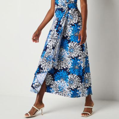 Robbie Bee Sleeveless Floral Puff Print Maxi Dress