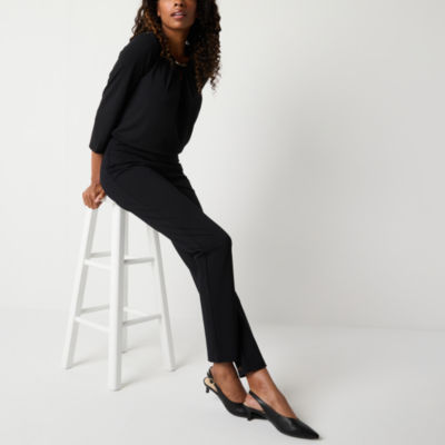 Liz Claiborne Alexis Ponte Womens Straight Mid Rise Pull-On Pant