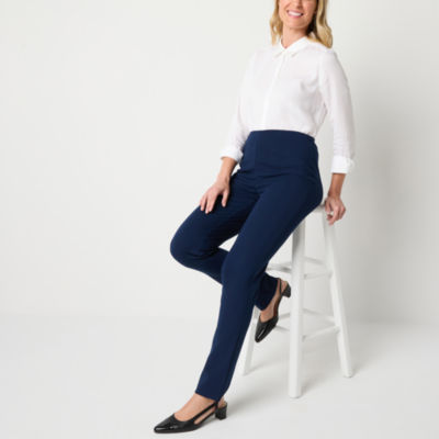 Liz Claiborne Alexis Ponte Womens Straight Mid Rise Pull-On Pant