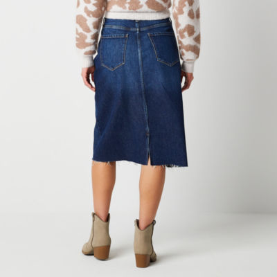 a.n.a Womens High Rise Midi Denim Skirt