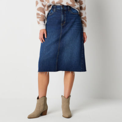 a.n.a Womens High Rise Midi Denim Skirt