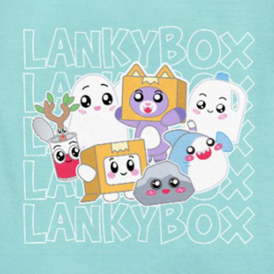 Little & Big Kid Girls Round Neck Short Sleeve Regular Fit Lankybox Graphic T-Shirt