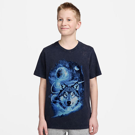 Nike Club Big Kid Unisex Crew Neck Short Sleeve Classic Fit Graphic T-Shirt, Medium, Blue