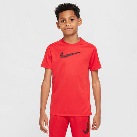Nike Dri-Fit Big Kid Unisex Crew Neck Short Sleeve Regular Fit Graphic T-Shirt, Large, Red
