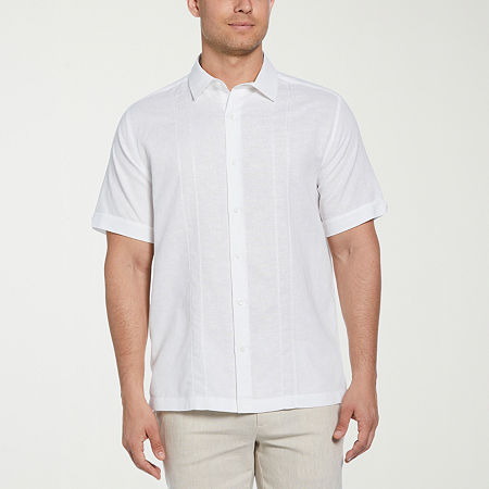 Cubavera Embroidered Mens Short Sleeve Regular Fit Button-Down Shirt, Medium, White