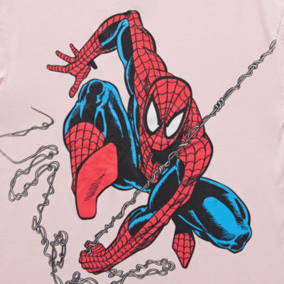 Womens Juniors Crew Neck Short Sleeve Regular Fit Spiderman Graphic T-Shirt