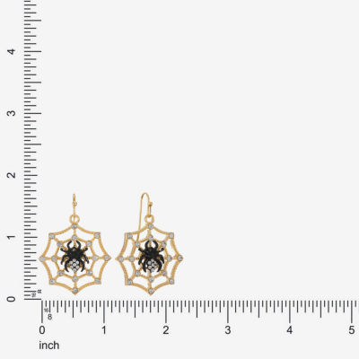 Bijoux Bar Gold Tone Spider Web Womens Glass Drop Earrings