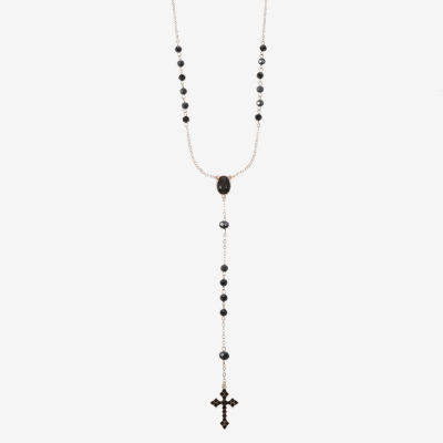 Bijoux Bar Gold Tone Womens Black Glass 24 Inch Y Necklace