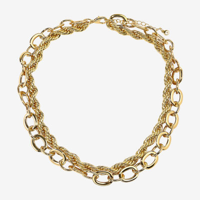 Bold Elements Gold Tone Womens 24 Inch Link Chain Necklace