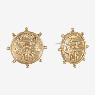 Liz Claiborne Gold Tone Nautical Bee 22mm Stud Earrings