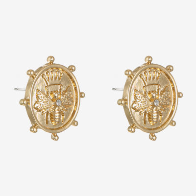 Liz Claiborne Gold Tone Nautical Bee 22mm Stud Earrings