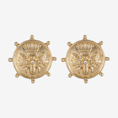 Liz Claiborne Gold Tone Nautical Bee 22mm Stud Earrings