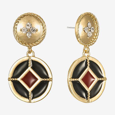 Liz Claiborne Gold Tone Nautical Womens Glass Hypoallergenic Drop Earrings, One Size, Yellow