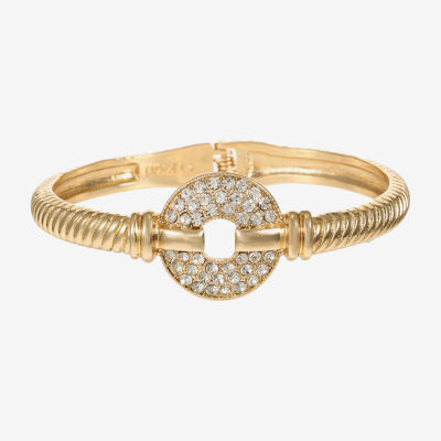 Monet Jewelry Gold Tone Pave Disc Womens Glass Bangle Bracelet