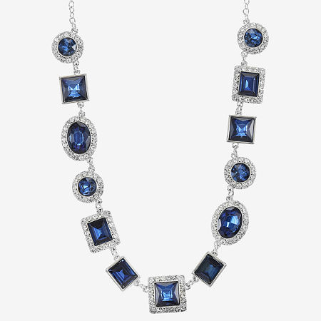 Monet Jewelry Halo Womens 17 Inch Collar Necklace In Blue