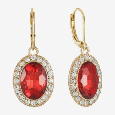 Monet Jewelry Halo Womens Glass Oval Drop Earrings