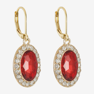 Monet Jewelry Halo Womens Glass Oval Drop Earrings