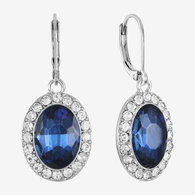 Monet Jewelry Halo Womens Glass Oval Drop Earrings