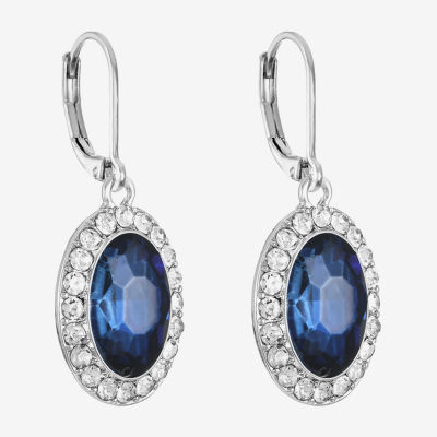Monet Jewelry Halo Womens Glass Oval Drop Earrings