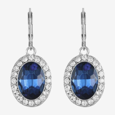 Monet Jewelry Halo Womens Glass Oval Drop Earrings
