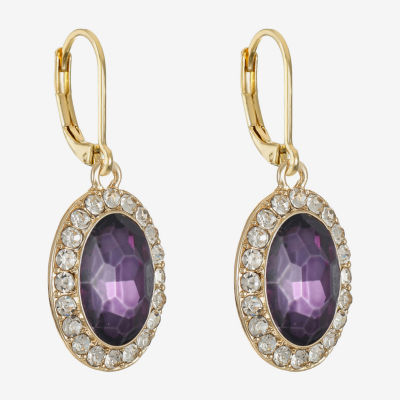 Monet Jewelry Halo Womens Glass Oval Drop Earrings