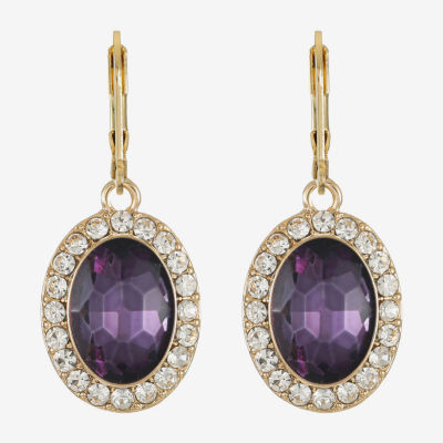 Monet Jewelry Halo Womens Glass Oval Drop Earrings