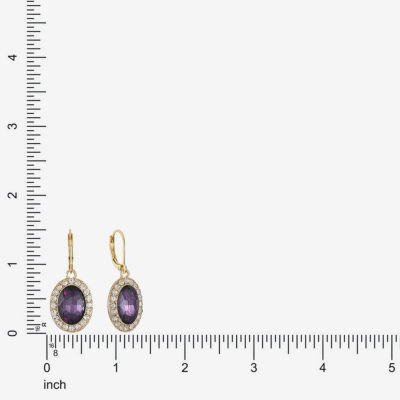 Monet Jewelry Halo Womens Glass Oval Drop Earrings