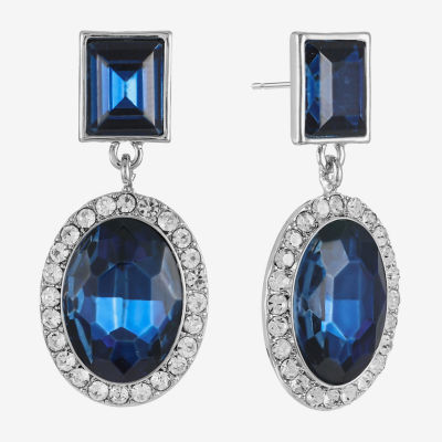 Monet Jewelry Halo Womens Glass Oval Hypoallergenic Drop Earrings