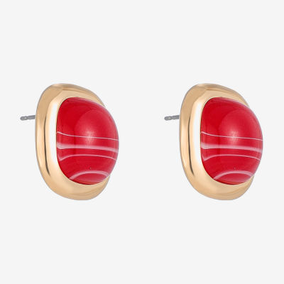 Monet Jewelry Gold Tone Red 19mm Cushion Stud Earrings