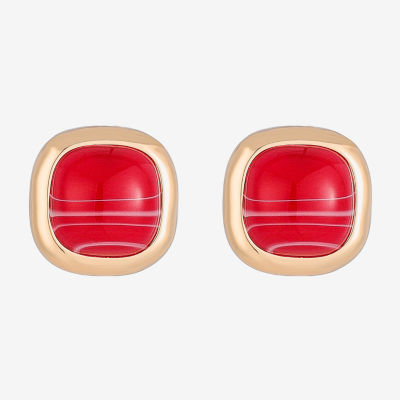 Monet Jewelry Gold Tone Red 19mm Cushion Stud Earrings