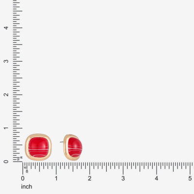 Monet Jewelry Gold Tone Red 19mm Cushion Stud Earrings