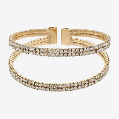 Monet Jewelry Timeless Gold Tone Womens Glass Cuff Bracelet