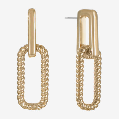 Liz Claiborne Rope Twist Paperclip Womens Oval Hypoallergenic Drop Earrings