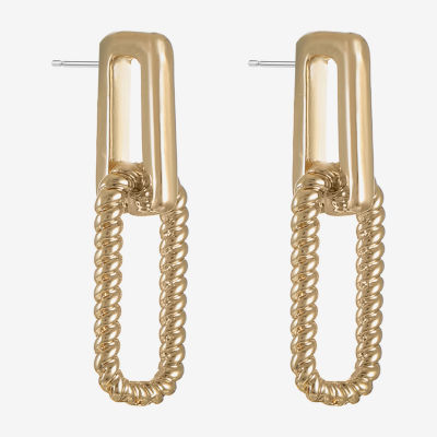 Liz Claiborne Rope Twist Paperclip Womens Oval Hypoallergenic Drop Earrings