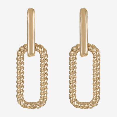 Liz Claiborne Rope Twist Paperclip Womens Oval Hypoallergenic Drop Earrings