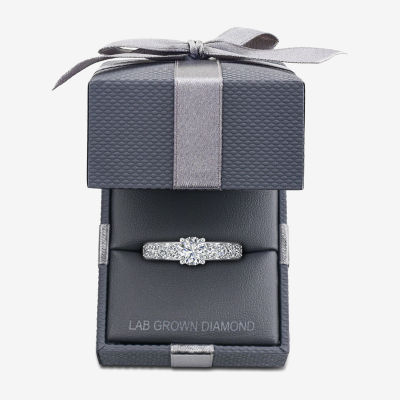 Signature By Modern Bride (G / Si1-Si2) Womens 2 CT. T.W. Lab Grown White Diamond 10K White or Yellow Gold Round Side Stone Engagement Ring