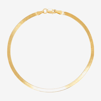 Made in Italy Womens 10K Gold 7.25 Inch Solid Herringbone Chain Bracelet