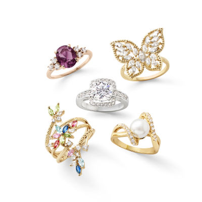 Sparkle Allure Womens Purple Cubic Zirconia 18K Rose Gold Over Brass Oval Side Stone Cocktail Ring