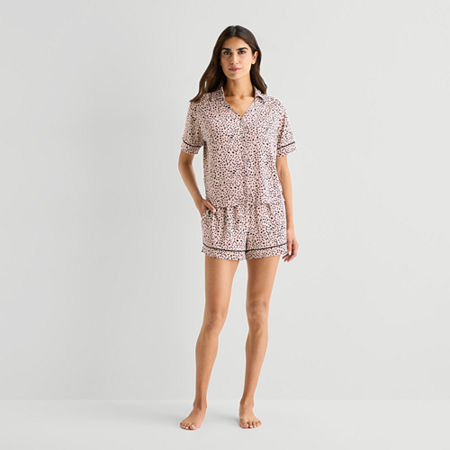 Ambrielle Womens Short Sleeve 2-pc. Pajama Set, X-large, Beige