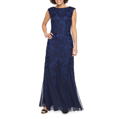 Onyx Sleeveless Embroidered Evening Gown, Color: Navy - JCPenney
