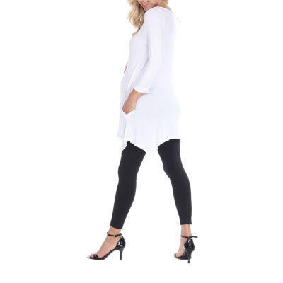 White Mark Plus Maternity Kayla Womens Scoop Neck 3/4 Sleeve Tunic Top