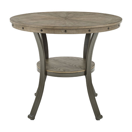 Firview Counter Height Round Wood-Top Dining Table, One Size, Gray