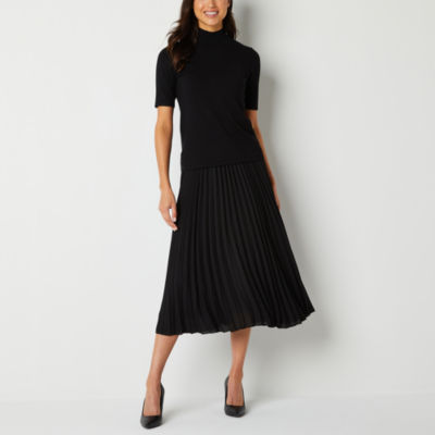 EP Modern by Evan-Picone Womens Mid Rise Pleated Skirt