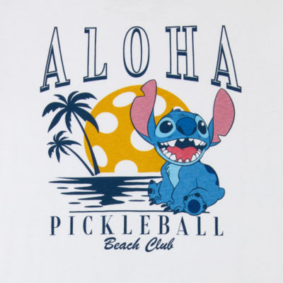 Juniors Stitch 626 Aloha Pickleball Ringer Tee Womens Crew Neck Short Sleeve Graphic T-Shirt